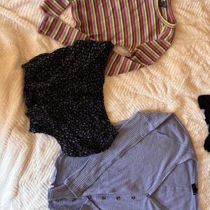 Colorful Striped Top and Floral Skirt Set